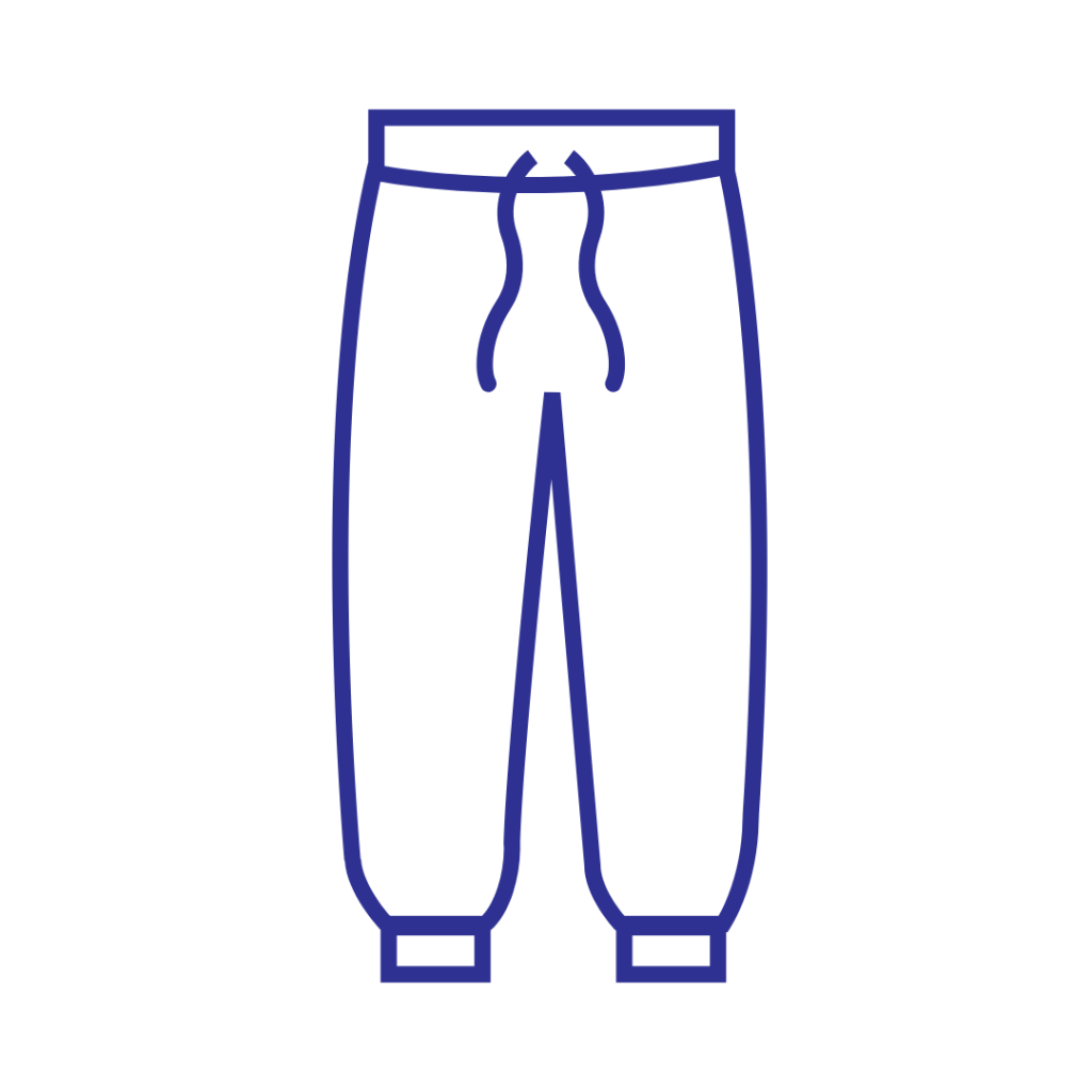 Vector illustration of a pair of sweatpants with an elastic waistband and drawstrings.